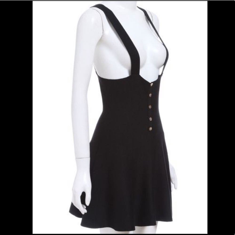 Black Button Up Suspender Skirt